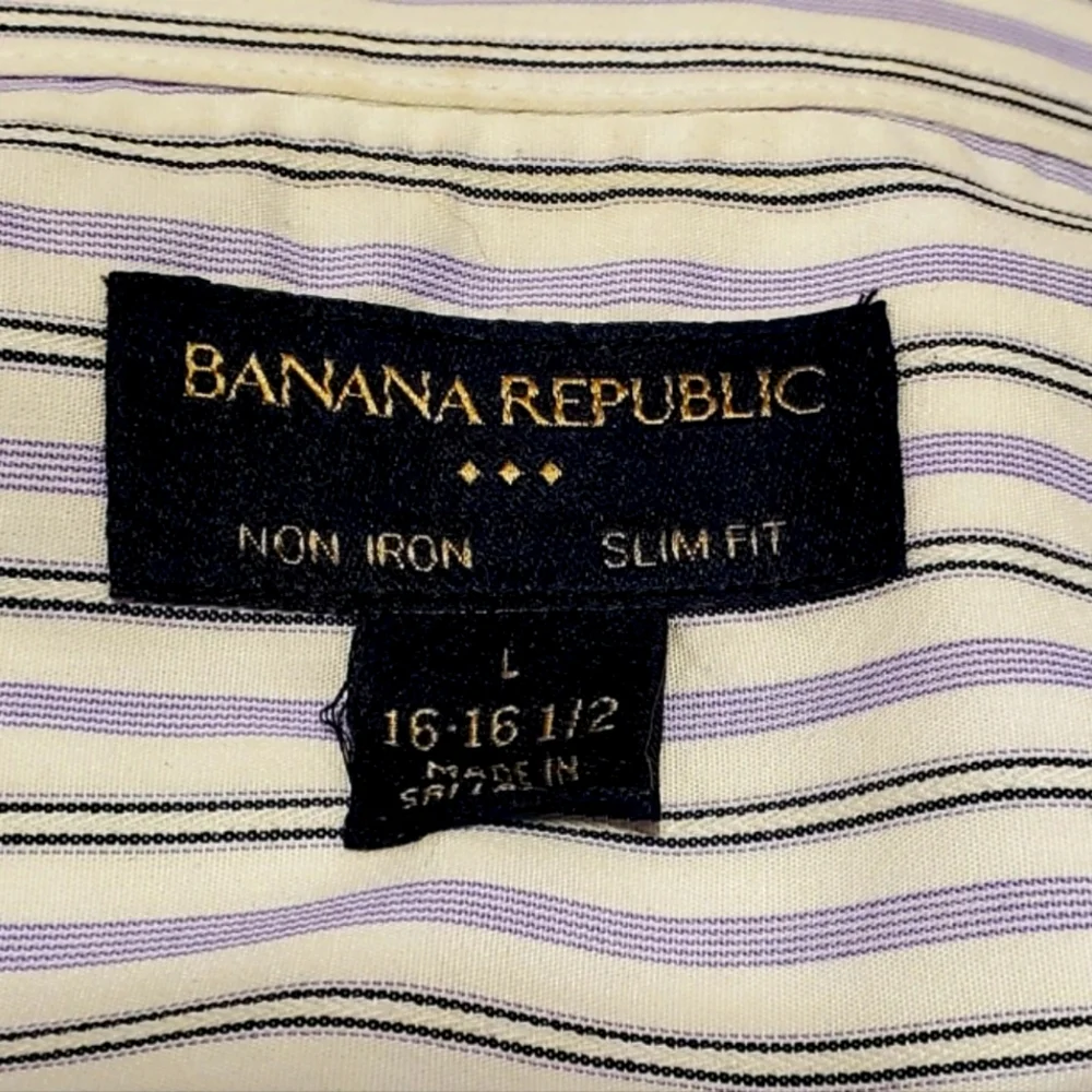 Banana Republic Slim Fit Non Iron Dress Shirt Men’s Large Striped Long Sleeve